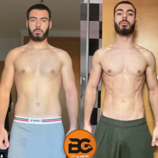 foto de atleta antes e depois de passar pelo programa de transformação corporal