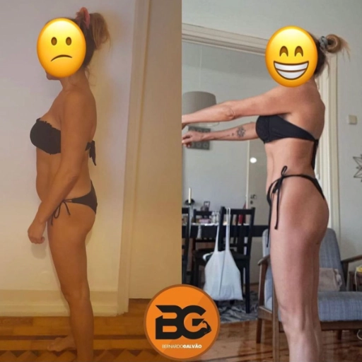 foto de atleta antes e depois de passar pelo programa de transformação corporal