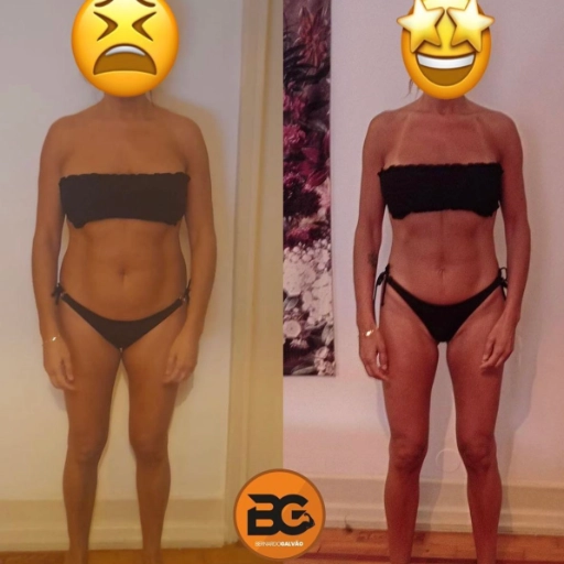 foto de atleta antes e depois de passar pelo programa de transformação corporal